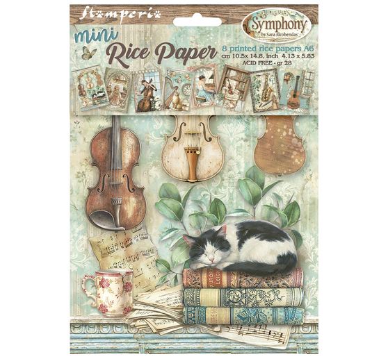 Stamperia Motif straw silk assortment "Symphony", DIN A6, set of 8