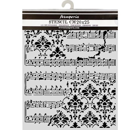 Stencil Stamperia "Symphony - Score", 20 x 25 cm