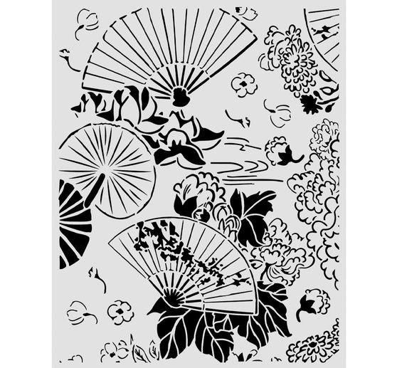 Stencil Stamperia "Oriental Garden - Fans", 20 x 25 cm