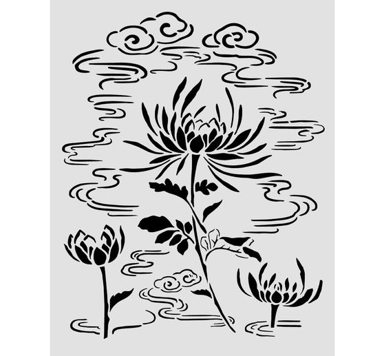 Stencil Stamperia "Oriental Garden - Lotus flower", 20 x 25 cm