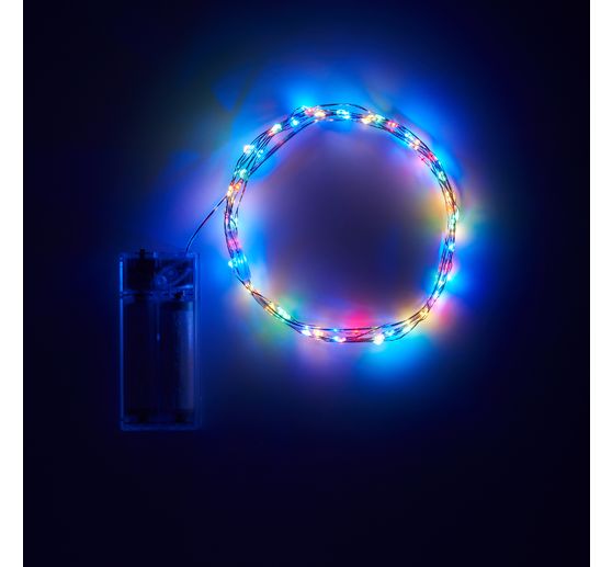 Micro LED fairy lights, multicolour, with timer, 60 LEDs