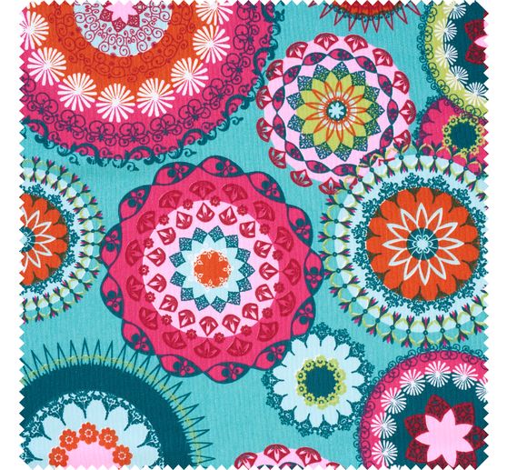 Decoration fabric linen optics "Mandala Multicolor"