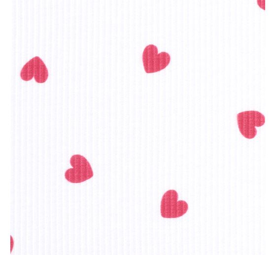 Rib jersey fabric "Hearts Red"
