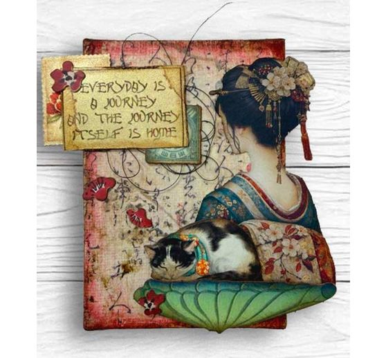 Seta di paglia con motivi backgrounds Stamperia "Oriental Garden", DIN A6, set di 8 pezzi