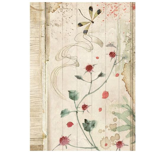 Seta di paglia con motivi backgrounds Stamperia "Oriental Garden", DIN A6, set di 8 pezzi