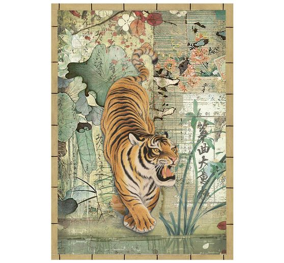 Assortimento di seta paglia con motivi Stamperia "Oriental Garden", DIN A6, set di 8 pezzi