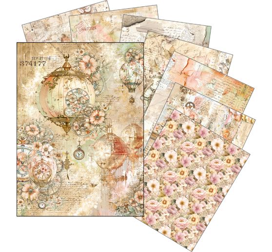 Motivo in paglia di seta assortimento Ciao Bella "Lost in Time", set di 8 pezzi