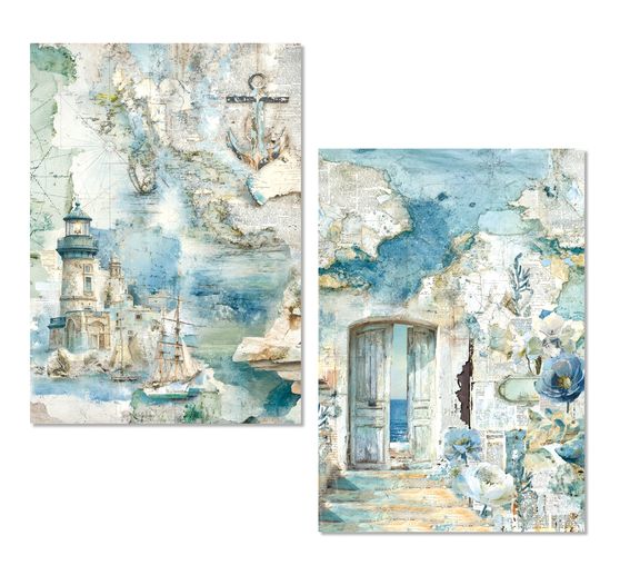 Motivo in paglia di seta assortimento Ciao Bella "Edge of the Ocean", set di 8 pezzi