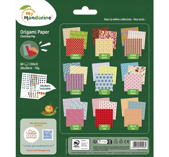 Assortimento di carta pieghevole My Mandarine "Christmas", 20 x 20 cm