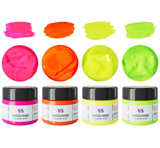 VBS Craft paint set&nbsp;"NEON", 4 x 30 ml