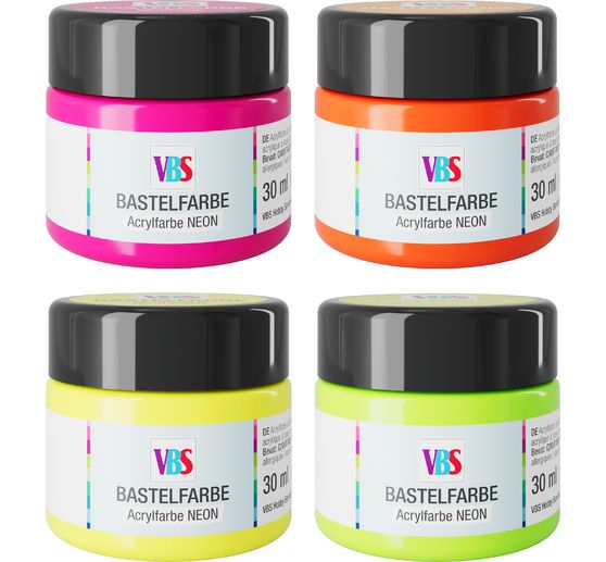 VBS Craft paint set&nbsp;"NEON", 4 x 30 ml
