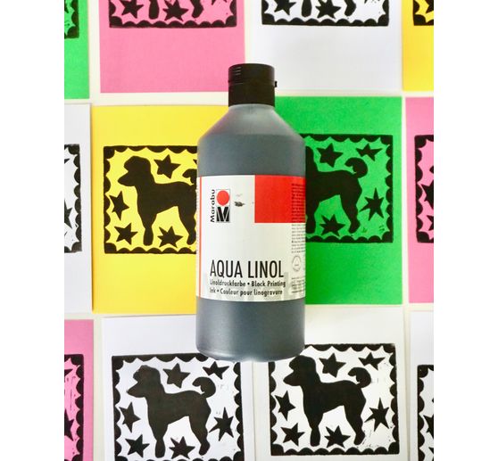 Colore per linoleografia Aqua Marabu, nero, 500 ml
