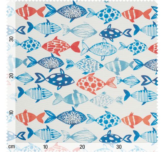 Cotton fabric "Flowing Fishes", acrylic coated
