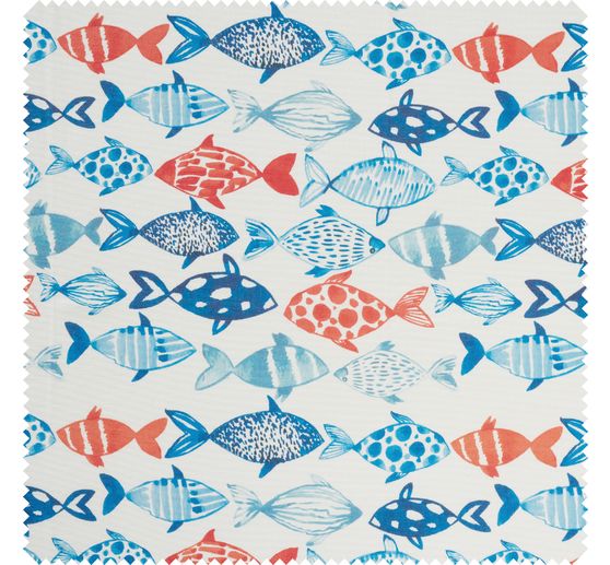 Cotton fabric "Flowing Fishes", acrylic coated