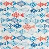 Cotton fabric "Flowing Fishes", acrylic coated