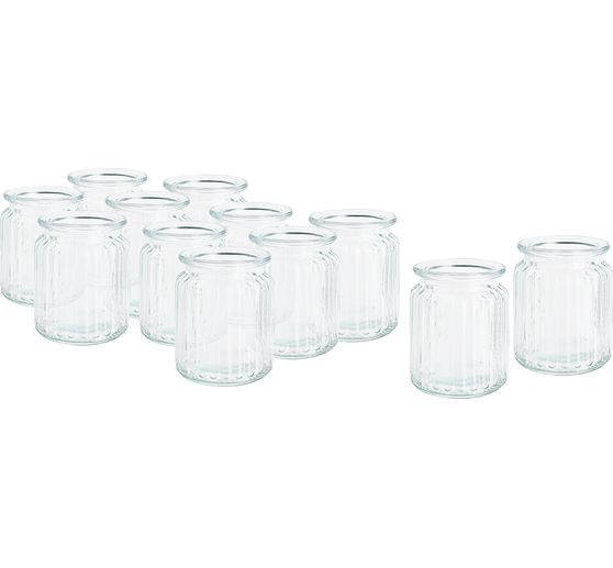Vaso-lanterna in vetro VBS XXL "Grooves", 12 pezzi