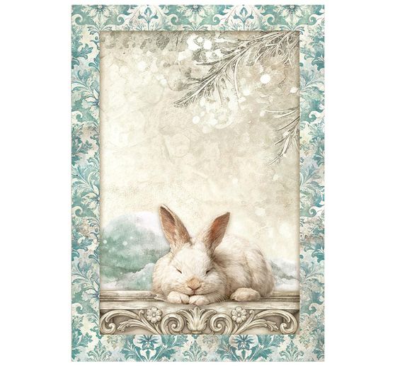 Assortimento di seta paglia con motivi Stamperia "White Christmas", DIN A6, set di 8 pezzi