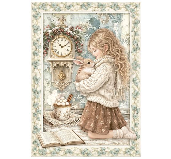 Assortimento di seta paglia con motivi Stamperia "White Christmas", DIN A6, set di 8 pezzi