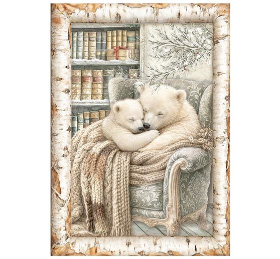 Assortimento di seta paglia con motivi Stamperia "White Christmas", DIN A6, set di 8 pezzi