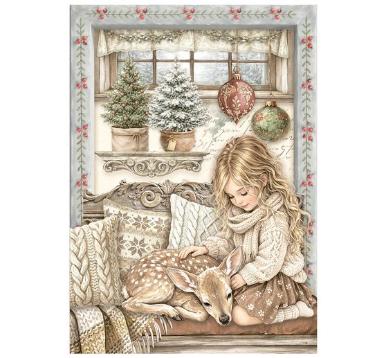 Assortimento di seta paglia con motivi Stamperia "White Christmas", DIN A6, set di 8 pezzi