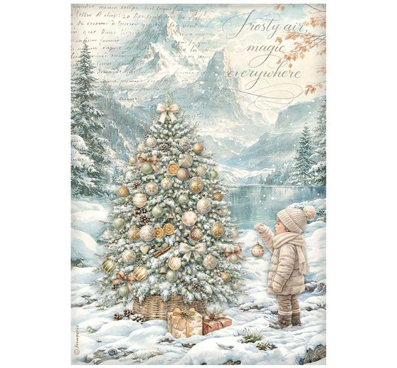 Stamperia Motif straw silk assortment "White Christmas", DIN A4, set of 6