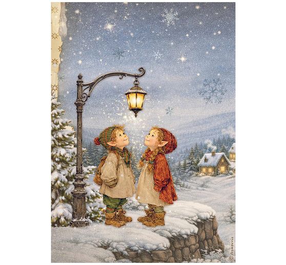 Assortimento di seta paglia con motivi Stamperia "Silent Night", DIN A4, set di 6 pezzi
