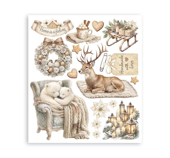 Stamperia XL Rub On assortment "White Christmas"
