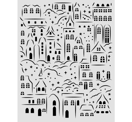Stencil Stamperia "Christmas Village", 20 x 25 cm