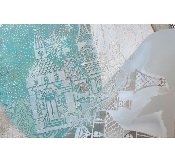 Stamperia Stencil "Christmas House", 20 x 25 cm
