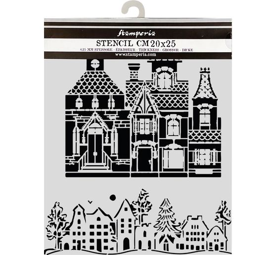 Stamperia Stencil "Christmas House", 20 x 25 cm