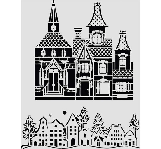Stamperia Stencil "Christmas House", 20 x 25 cm