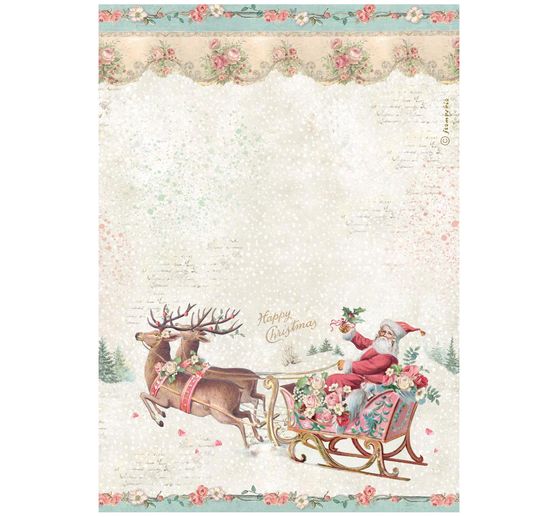 Seta di paglia con motivi Stamperia "Winter Magic - Santa Claus"