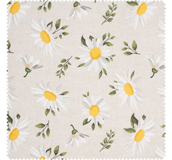 Motif fabric linen look "Daisies"