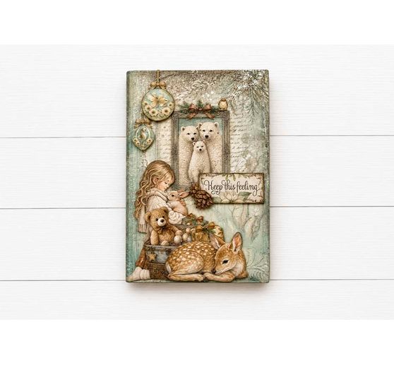 Seta di paglia con motivi backgrounds Stamperia "White Christmas", DIN A6, set di 8 pezzi