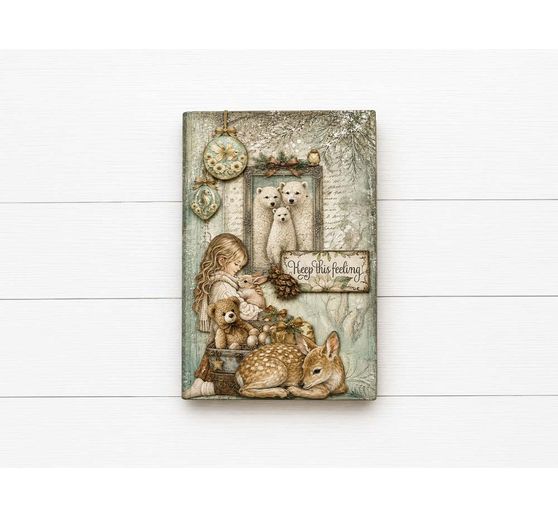Assortimento di seta paglia con motivi Stamperia "White Christmas", DIN A4, set di 6 pezzi