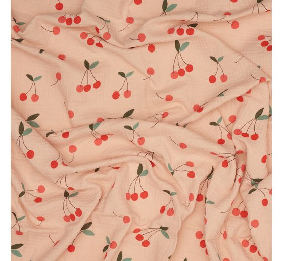 Muslin cotton fabric "Cherries"