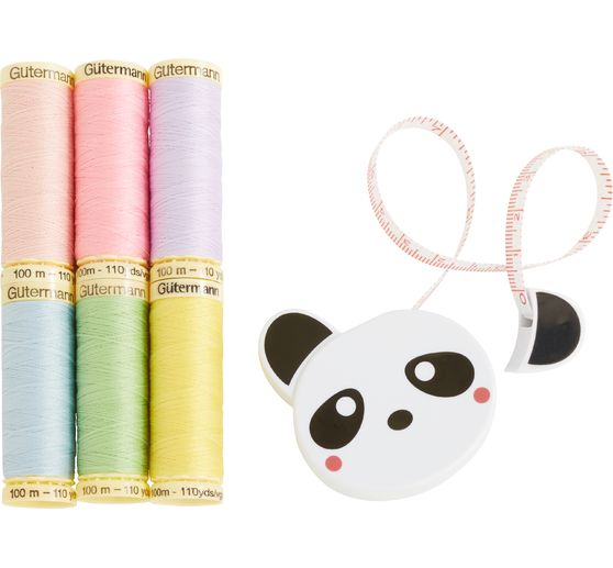Set G&uuml;termann Sewing Friends Collection con metro a nastro retrattile Panda