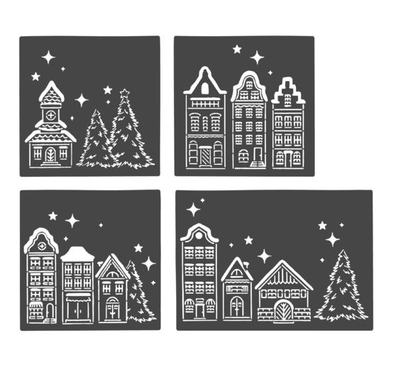 VBS Stencil set "Winter Village", 4 pcs.