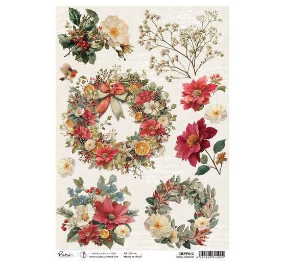 Motivo in paglia di seta Ciao Bella "Merry & Bright - Floral Wreaths"