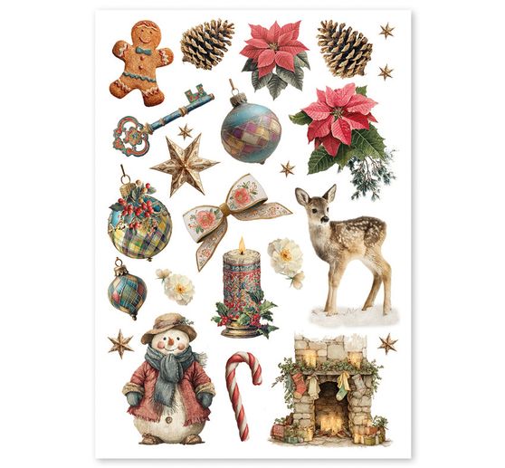 Motivo in paglia di seta assortimento Ciao Bella "Merry & Bright", set di 4 pezzi