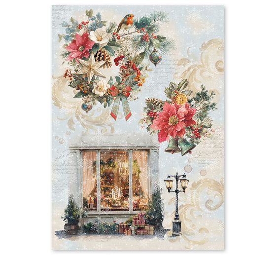 Motivo in paglia di seta assortimento Ciao Bella "Merry & Bright", set di 4 pezzi