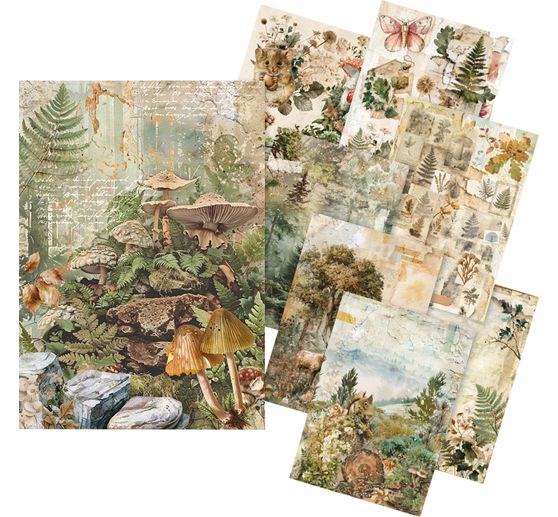 Motivo in paglia di seta assortimento Ciao Bella "The Nature Journal", set di 8 pezzi