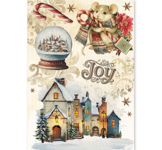 Motivo in paglia di seta assortimento Ciao Bella "Cozy Christmas", set di 8 pezzi