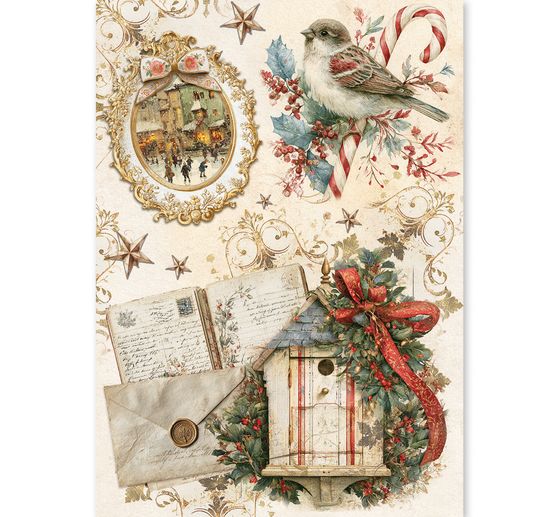 Motivo in paglia di seta assortimento Ciao Bella "Cozy Christmas", set di 8 pezzi