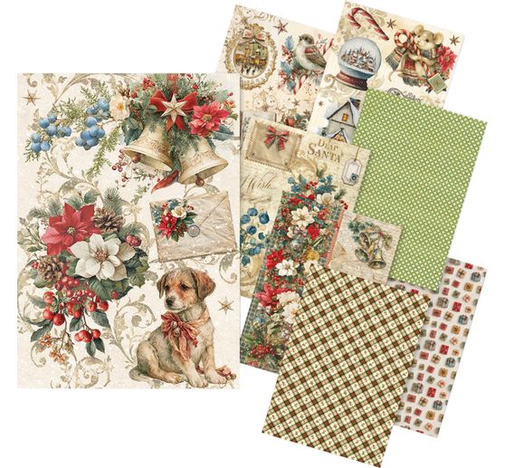 Motivo in paglia di seta assortimento Ciao Bella "Cozy Christmas", set di 8 pezzi