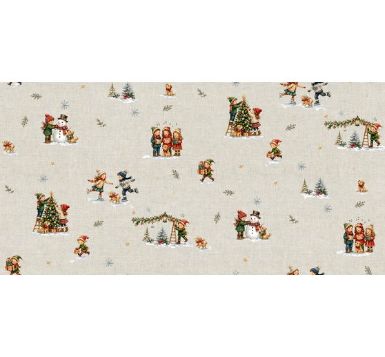 Tessuto di cotone "Bambini di Natale Nostalgia", spalmato in acrilico