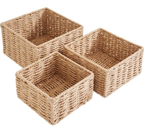Cestino VBS &ldquo;Quadrato&rdquo;, intrecciato, set da 3