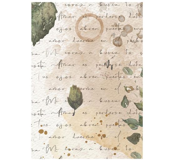 Seta di paglia con motivi backgrounds Stamperia "Flowers and Poems", DIN A6, set di 8 pezzi