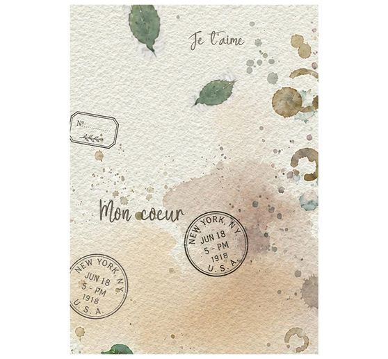 Seta di paglia con motivi backgrounds Stamperia "Flowers and Poems", DIN A6, set di 8 pezzi