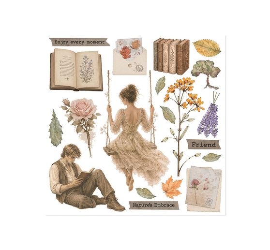 Assortimento di Rub On Stamperia "Flowers and Poems"